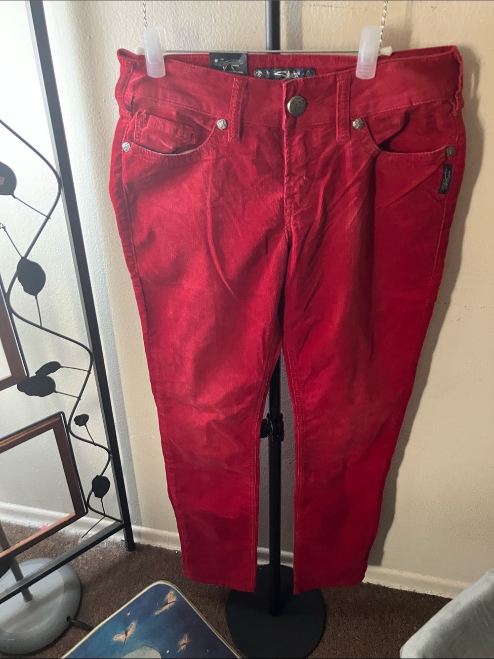 Silver Jeans Women’s Skinny Corduroy Jeans in Red
